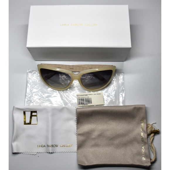 LINDA FARROW LFL305 C8 SHELL ASH SNAKE GRADIENT GREY CAT EYE SUNGLASSES. 63 mm - Picture 10 of 12